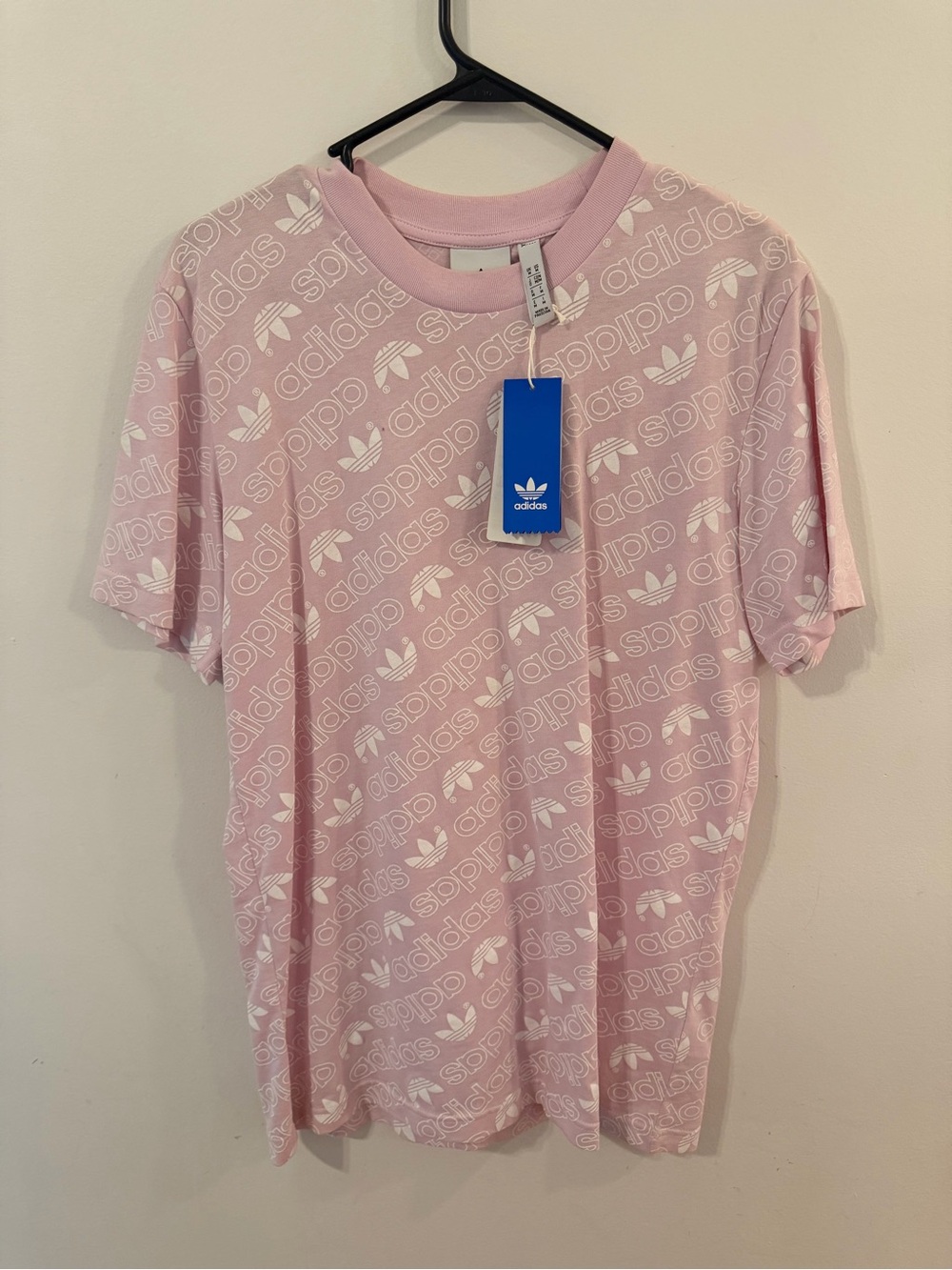 adidas Pink Allover Logo Short Sleeve Tee